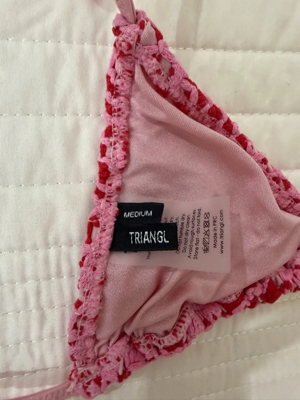 triangl swimwear Pink Crochet Triangle String Bikini